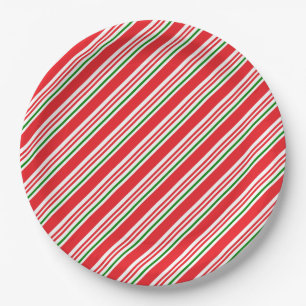 Assiettes En Carton Motif rouge vert et blanc Sucre de canne personnal