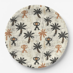 Assiettes En Carton Motif Safari Jungle Singe Bohème