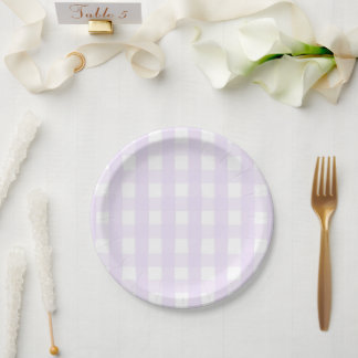 Assiettes En Carton Motif sans couture à carreaux gingham lilas peint