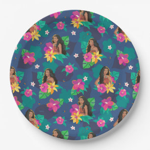 Assiettes En Carton Motif sans couture floral de Moana en live-action