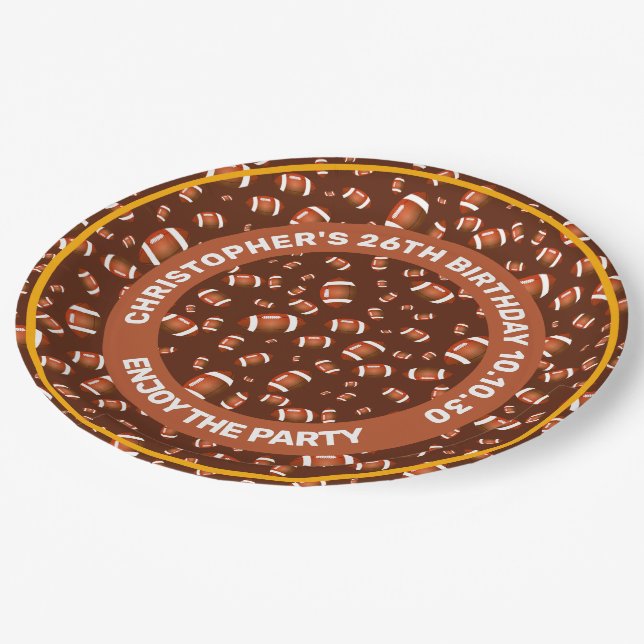 Assiettes En Carton Motif Sans Faille Des Ballons De Football Américai (Angle)