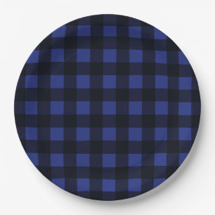 Assiettes En Carton Motif simple noir et bleu