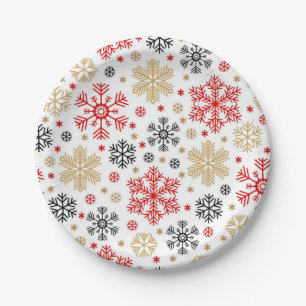 Assiettes En Carton Motif Snowflake