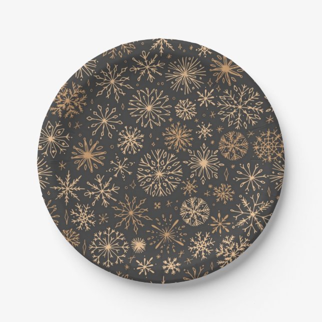 Assiettes En Carton Motif Snowflake (Devant)