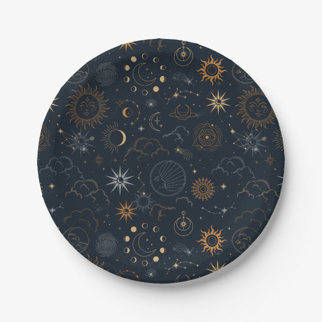 Assiettes En Carton Motif Stars & Planètes (Devant)