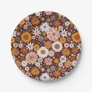 Assiettes En Carton Motif super Retro Flower Garden