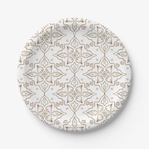 Assiettes En Carton Motif symétrique orné avec des motifs floraux