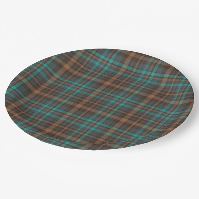 Assiettes En Carton Motif tartan plaid (Angle)