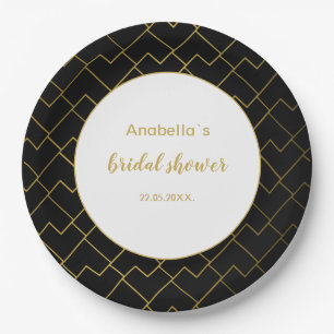 Assiettes En Carton Motif tendance chic géométrique Golden Blush Carre