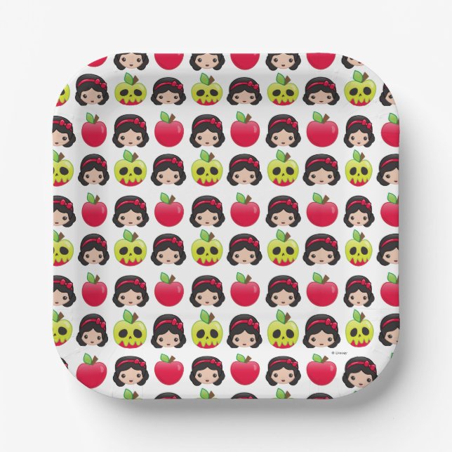 Assiettes En Carton Motif terrestre Emoji Blanche Neige (Recto)