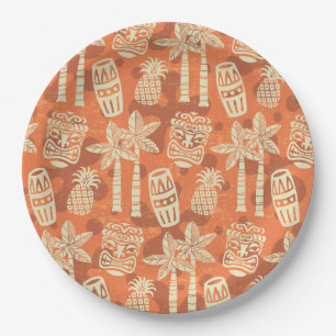 Assiettes En Carton Motif Tiki Rétro Moderne du Milieu du Siècle