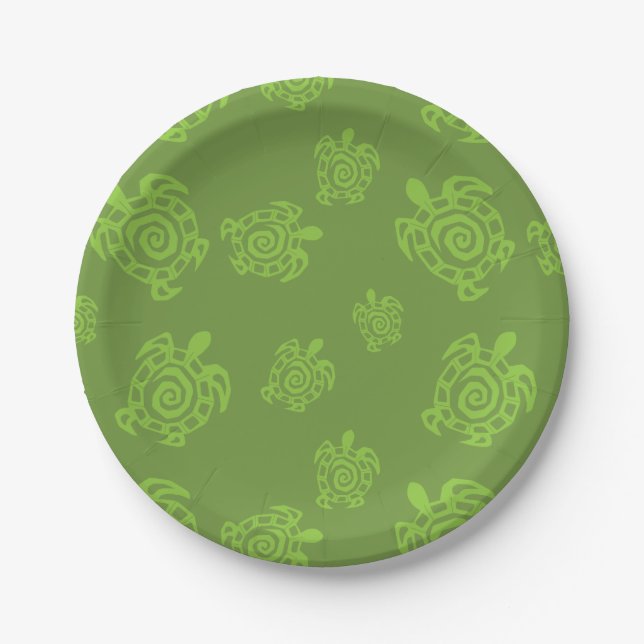 Assiettes En Carton Motif tourbillonnant Turtle Green (Devant)