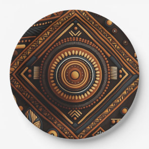 Assiettes En Carton Motif traditionnel africain. Afrique ethnique