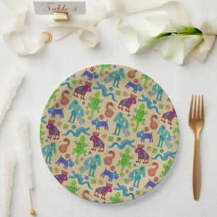 Assiettes En Carton Motif tribal primitif de la culture mexicaine afri