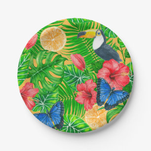 Assiettes En Carton Motif tropical