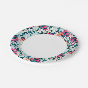 Assiettes En Carton Motif tropical coloré