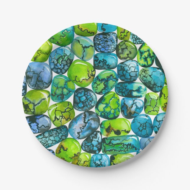 Assiettes En Carton Motif turquoise (Devant)