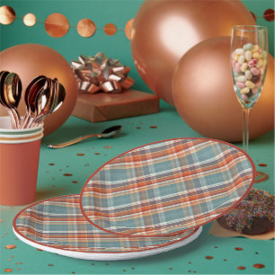 Assiettes En Carton Motif Turquoise moderne bleu foncé orange blanc pl