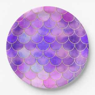 Assiettes En Carton Motif Ultra Violet & Gold Mermaid