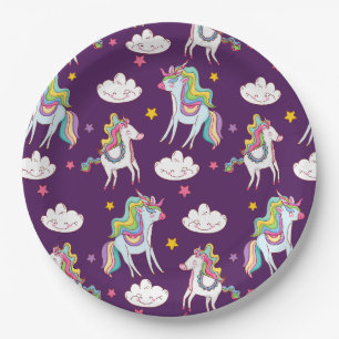 Assiettes En Carton Motif Unicorn Funny Magic Horse