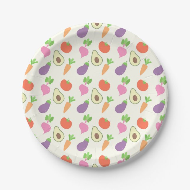 Assiettes En Carton Motif végétal mélangé (Devant)