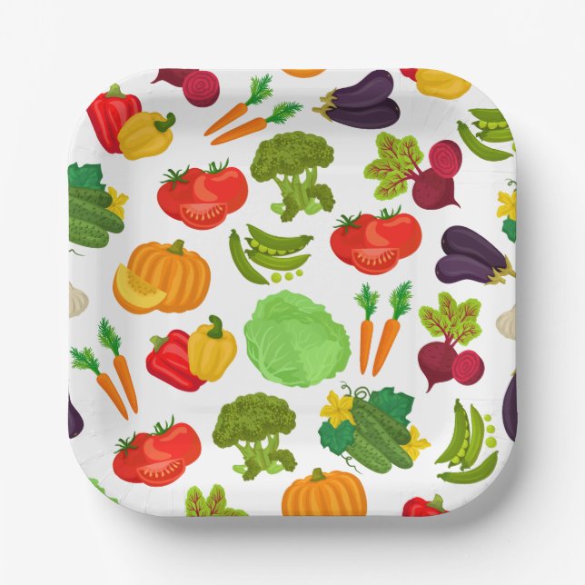 Assiettes En Carton Motif végétal transparent (Recto)