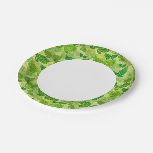 Assiettes En Carton Motif vert de printemps (Angle)