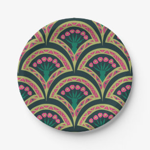 Assiettes En Carton motif vert en forme de coque