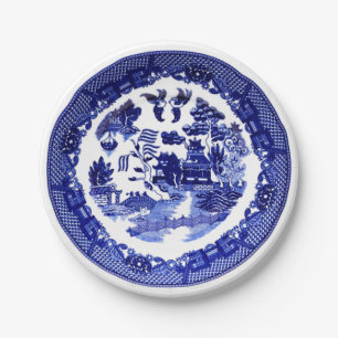 Assiettes En Carton Motif Vintage de l'antiquité Blue Willow vers 1790