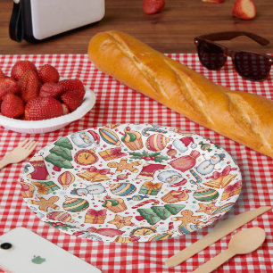 Assiettes En Carton Motifs de Noël vintage & modèle de joie des Fêtes