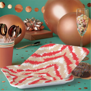 Assiettes En Carton Motifs et motifs texturés rouges, orange et roses