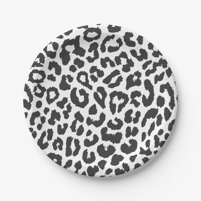 Assiettes En Carton Motifs noirs et blancs de peau d'animal (Devant)