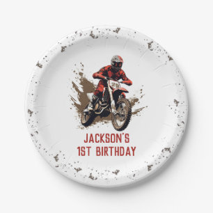 Assiettes En Carton Moto Red Dirt Vélo fête d'anniversaire