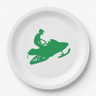 Assiettes En Carton Motoneige en vert