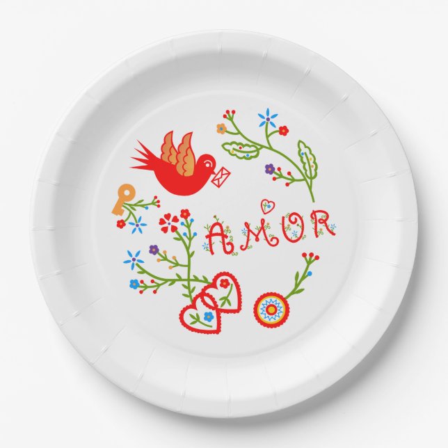 Assiettes En Carton Mouchoirs d'amour de Valentine (Devant)