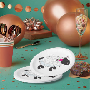 Assiettes En Carton Mouton Noir Avec Laine Blanche