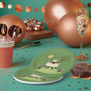 Assiettes En Carton Moutons Sur Une Plaque En Papier Collé