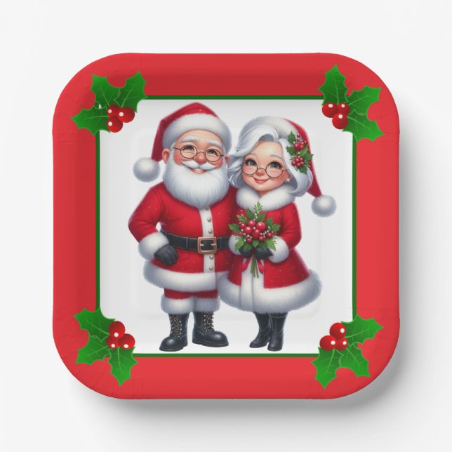 Assiettes En Carton Mr. And Mrs. Claus  (Recto)