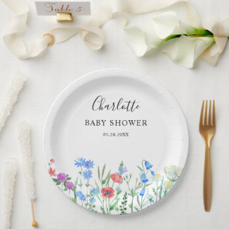 Assiettes En Carton Multihued Wildflower Baby Shower Celebration