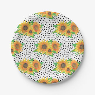 Assiettes En Carton Murs fleuris de tournesol
