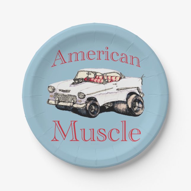 Assiettes En Carton muscle 55 américain chevy (Devant)