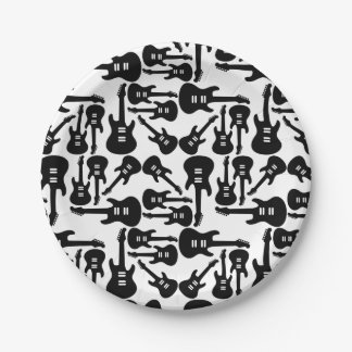 Assiettes En Carton Musique Motif de guitare électrique sur mesure