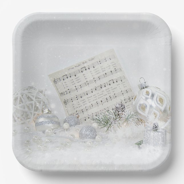 Assiettes En Carton Musique Nocturne Silencieuse Dans Les Snowflakes (Recto)