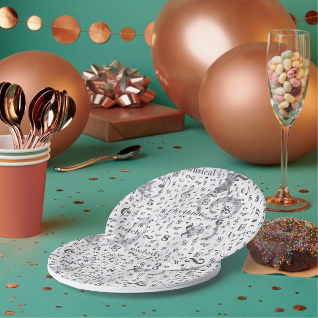 Assiettes En Carton Musique Note Motif Thème (Multi)