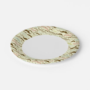Assiettes En Carton Mustache motif, style rétro 4