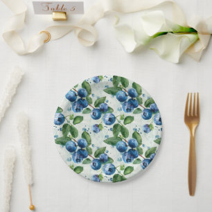 Assiettes En Carton Myrtilles à l'aquarelle