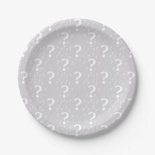 Assiettes En Carton Mystère point de question énigme puzzle gris clair