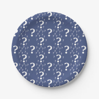 Assiettes En Carton Mystère point d'interrogation riddle puzzle bleu
