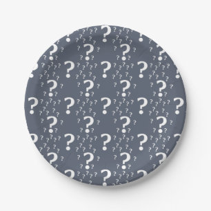 Assiettes En Carton Mystère question marque énigme puzzle bleu-gris