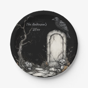 Assiettes En Carton Mystérieuse nuit d'Halloween personnalisée